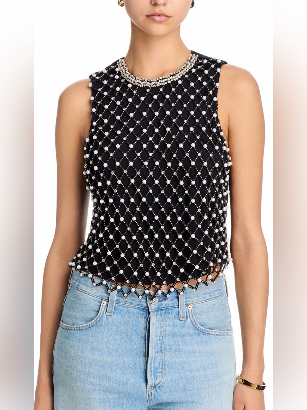 Alice + Olivia Amal Embellished Boxy Tank